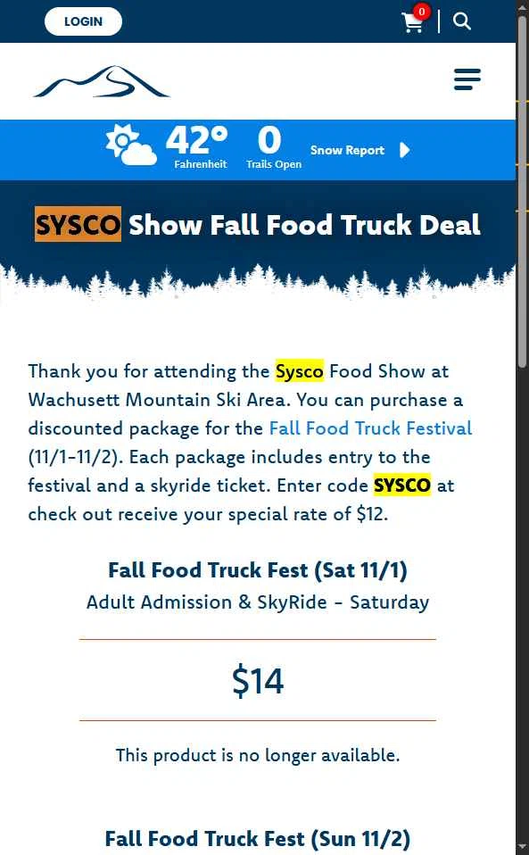 Wachusett Mountain checkout page showing Wachusett Mountain coupon code box | Screenshot taken by SimplyCodes community member on Nov 13, 2025