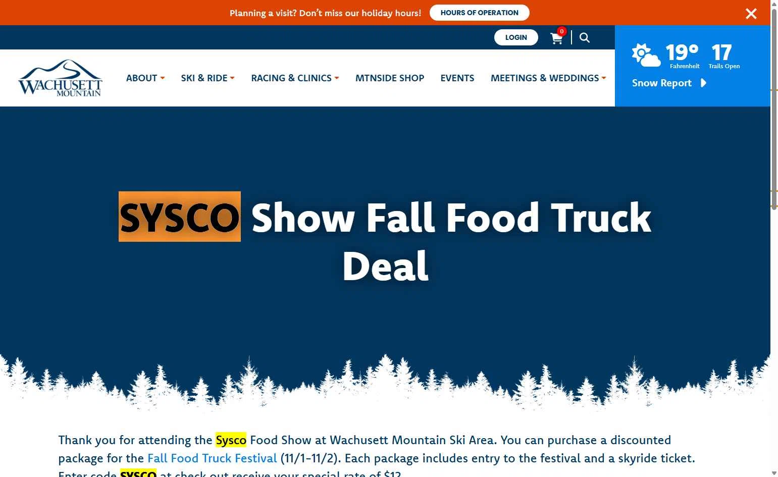 Wachusett Mountain checkout page showing Wachusett Mountain coupon code box | Screenshot taken by SimplyCodes community member on Dec 23, 2025