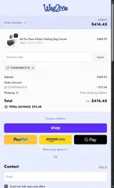 comenback15 coupon verification screenshot