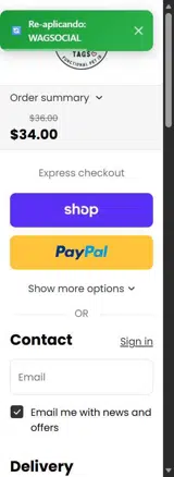 WAGSOCIAL coupon verification screenshot