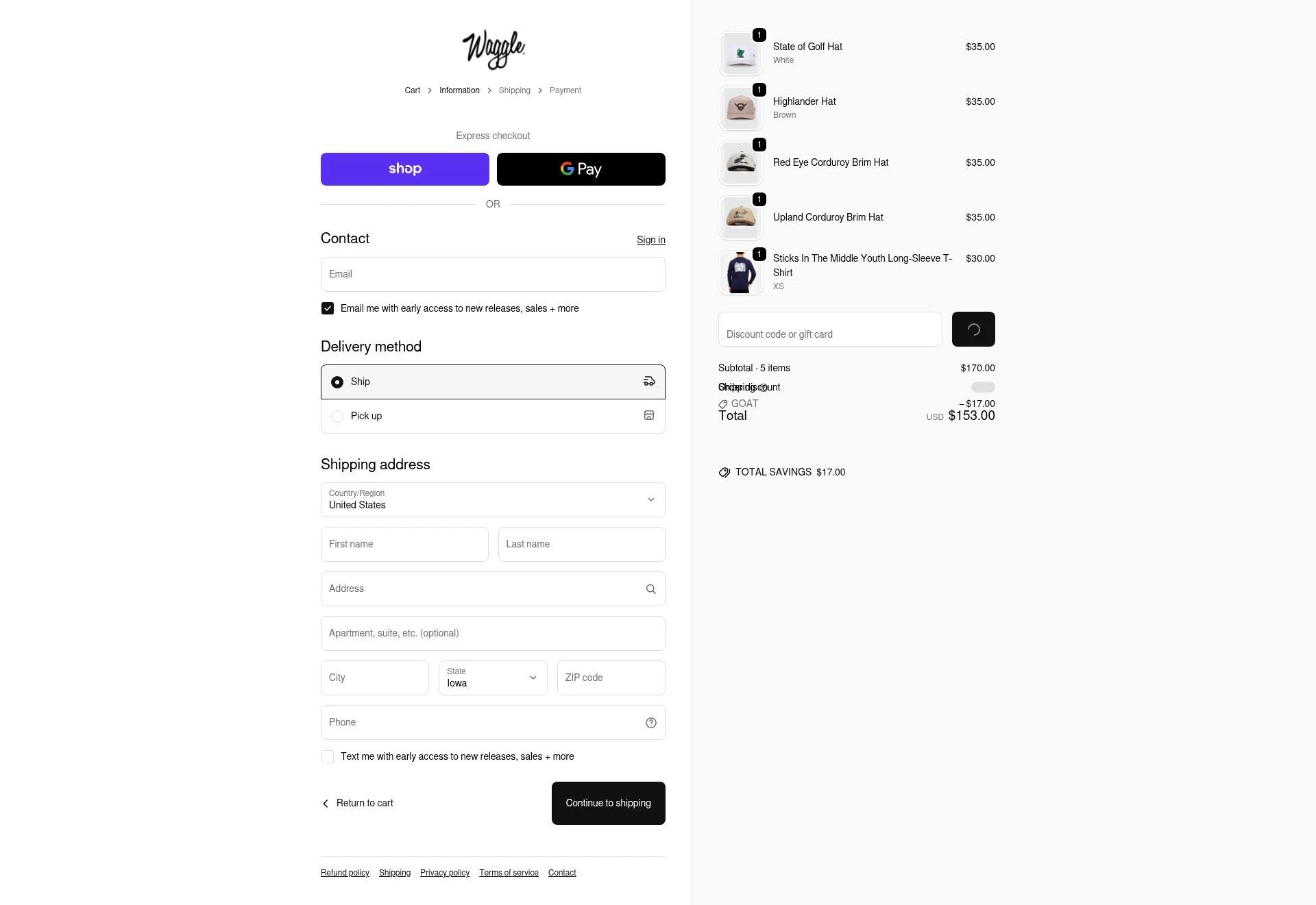 Waggle checkout page showing Waggle discount code box | Screenshot taken by SimplyCodes community member on Feb 10, 2026