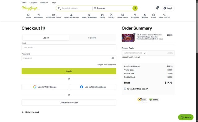 WagJag checkout page showing WagJag promo code box | Screenshot taken by SimplyCodes community member on Aug 16, 2025