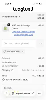 JUICYANDIZZY coupon verification screenshot