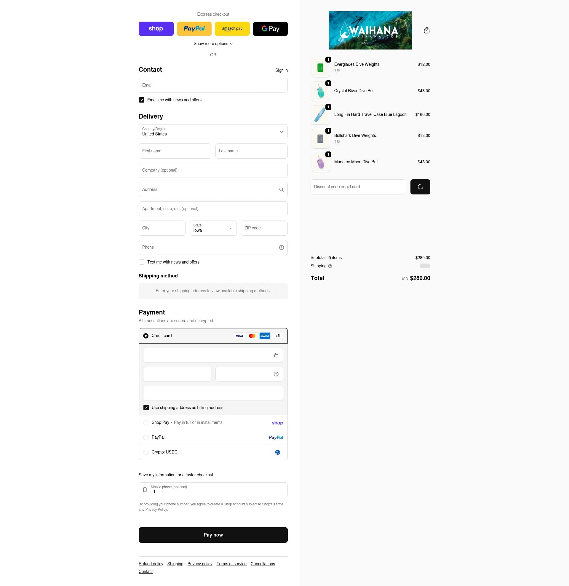 Waihana checkout page showing Waihana coupon code box | Screenshot taken by SimplyCodes community member on Feb 20, 2026