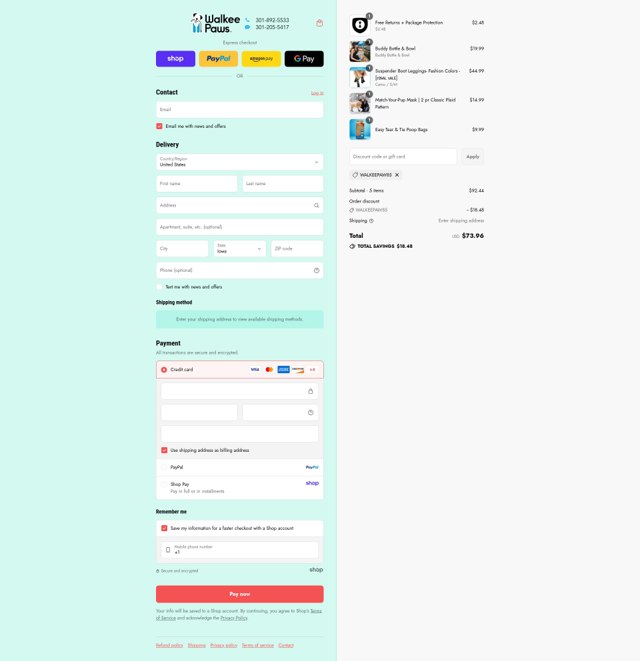 Walkee Paws checkout page showing Walkee Paws discount code box | Screenshot taken by SimplyCodes community member on Sep 3, 2025
