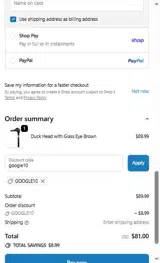 google10 coupon verification screenshot