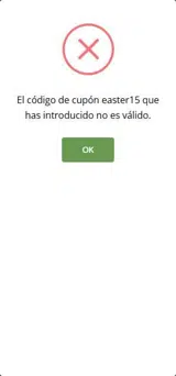 EASTER15 coupon verification screenshot