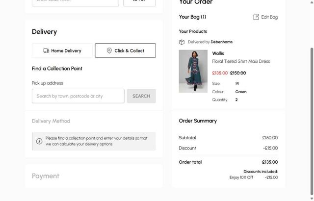 Wallis checkout page showing Wallis promo code box | Screenshot taken by SimplyCodes community member on Sep 10, 2025