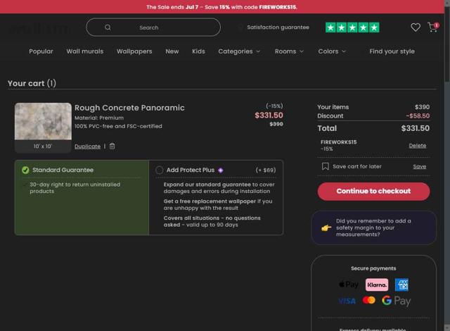 Wallism checkout page showing Wallism promo code box | Screenshot taken by SimplyCodes community member on Jul 4, 2025