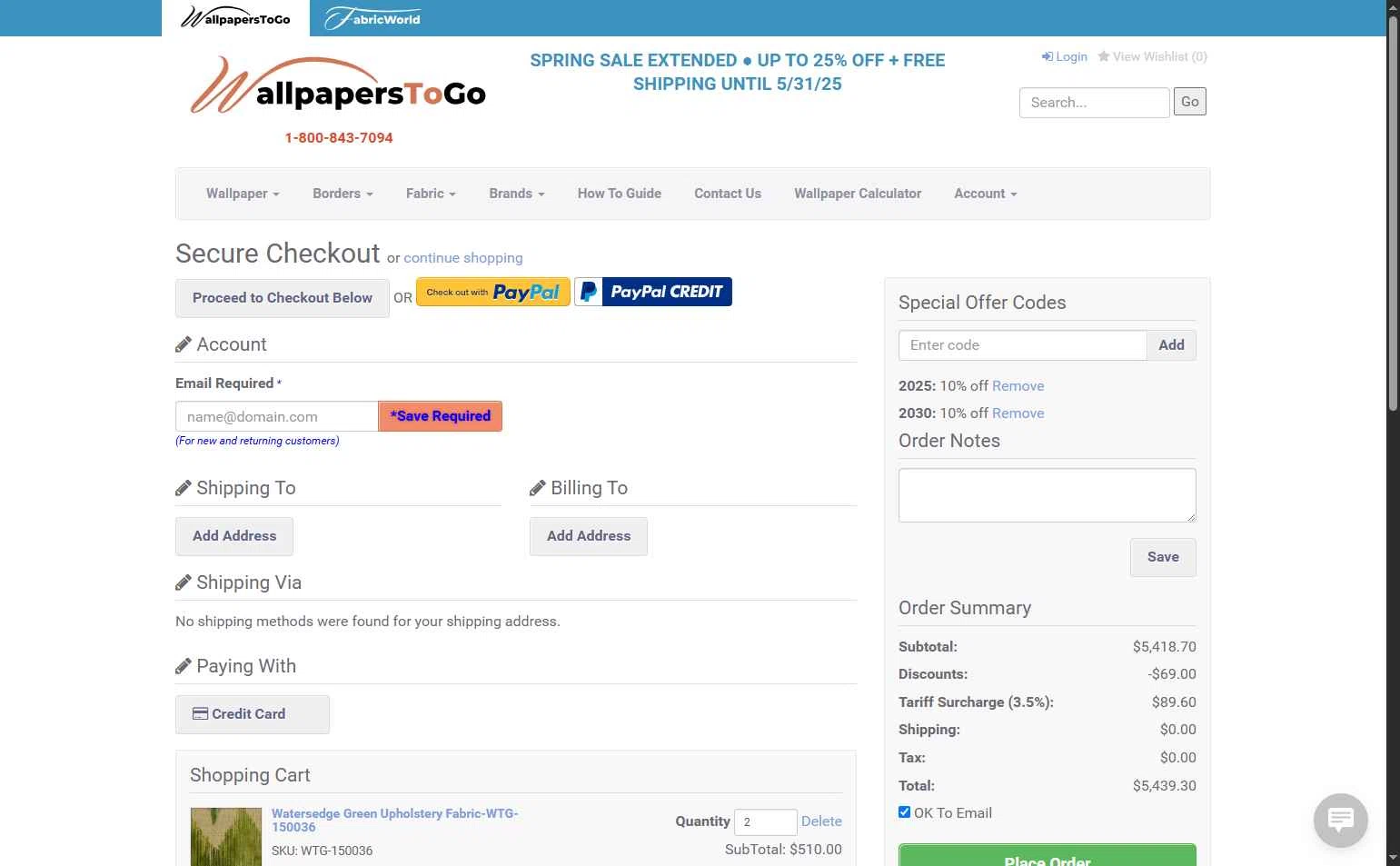 Wallpapers To Go checkout page showing Wallpapers To Go coupon code box | Screenshot taken by SimplyCodes community member on May 7, 2025