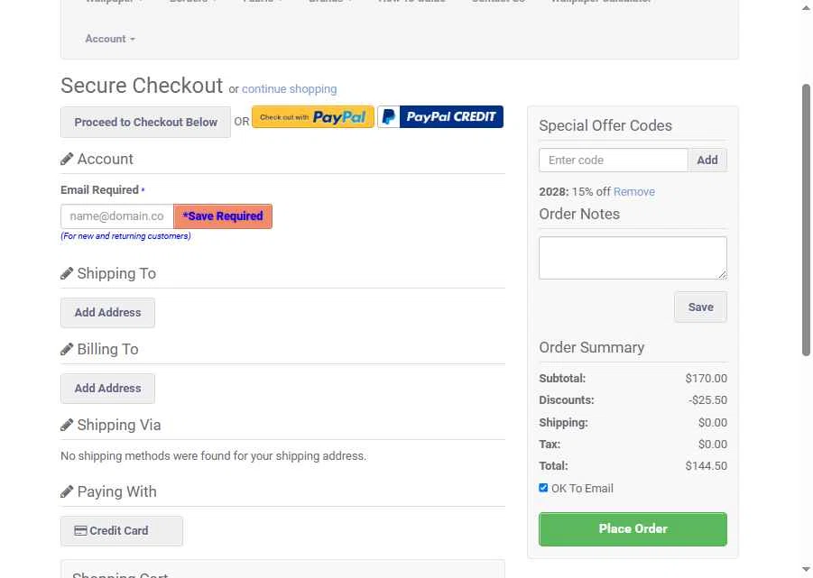 Wallpapers To Go checkout page showing Wallpapers To Go coupon code box | Screenshot taken by SimplyCodes community member on Jul 4, 2025