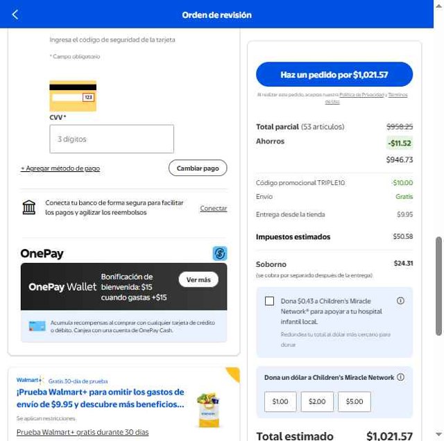 Walmart Grocery checkout page showing Walmart Grocery promo code box | Screenshot taken by SimplyCodes community member on Jun 26, 2025