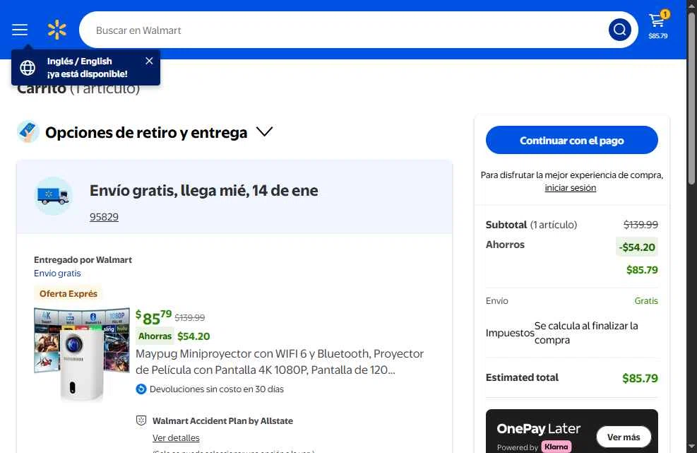 Walmart Grocery checkout page showing Walmart Grocery promo code box | Screenshot taken by SimplyCodes community member on Jan 13, 2026