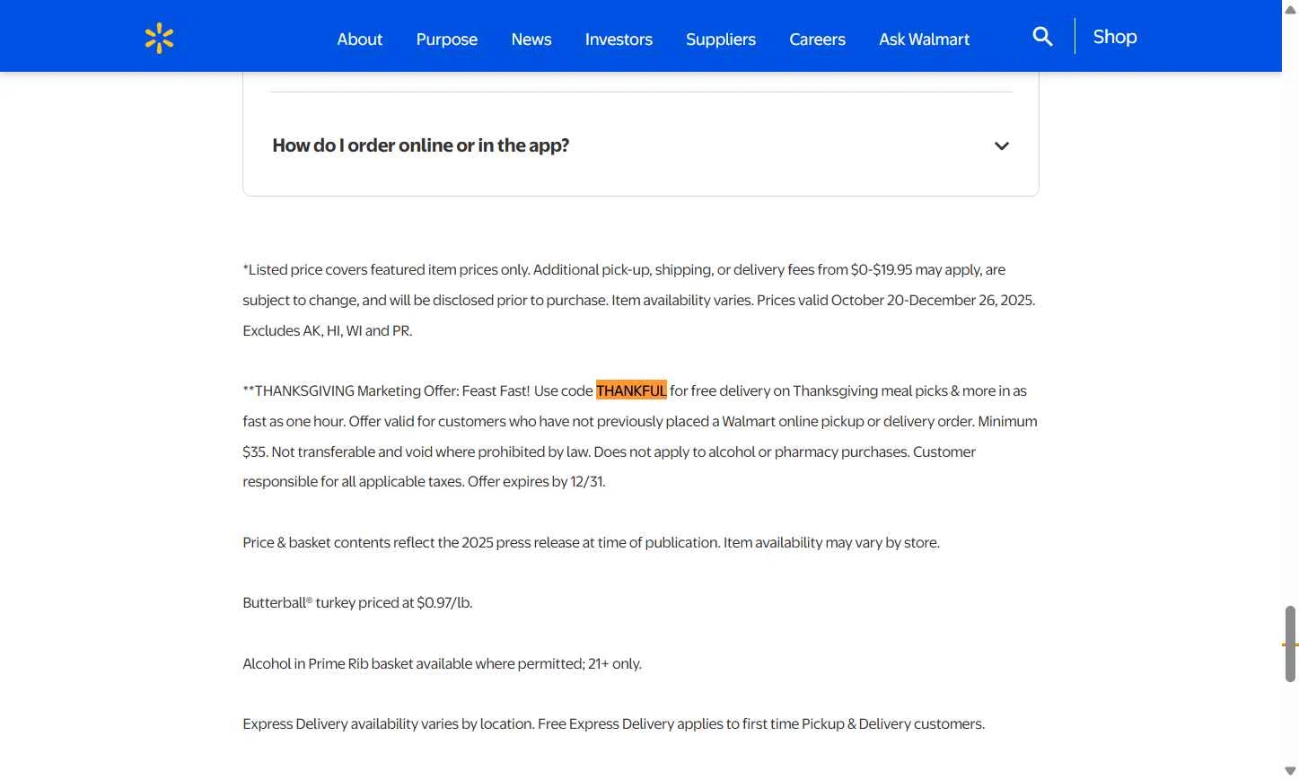 Walmart Grocery checkout page showing Walmart Grocery promo code box | Screenshot taken by SimplyCodes community member on Dec 12, 2025