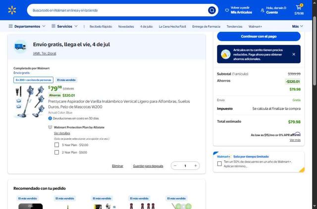 Walmart Grocery checkout page showing Walmart Grocery promo code box | Screenshot taken by SimplyCodes community member on Jul 2, 2025
