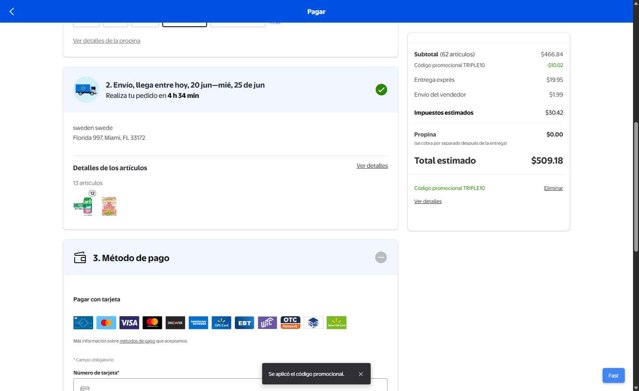 Walmart Grocery checkout page showing Walmart Grocery promo code box | Screenshot taken by SimplyCodes community member on Jun 20, 2025