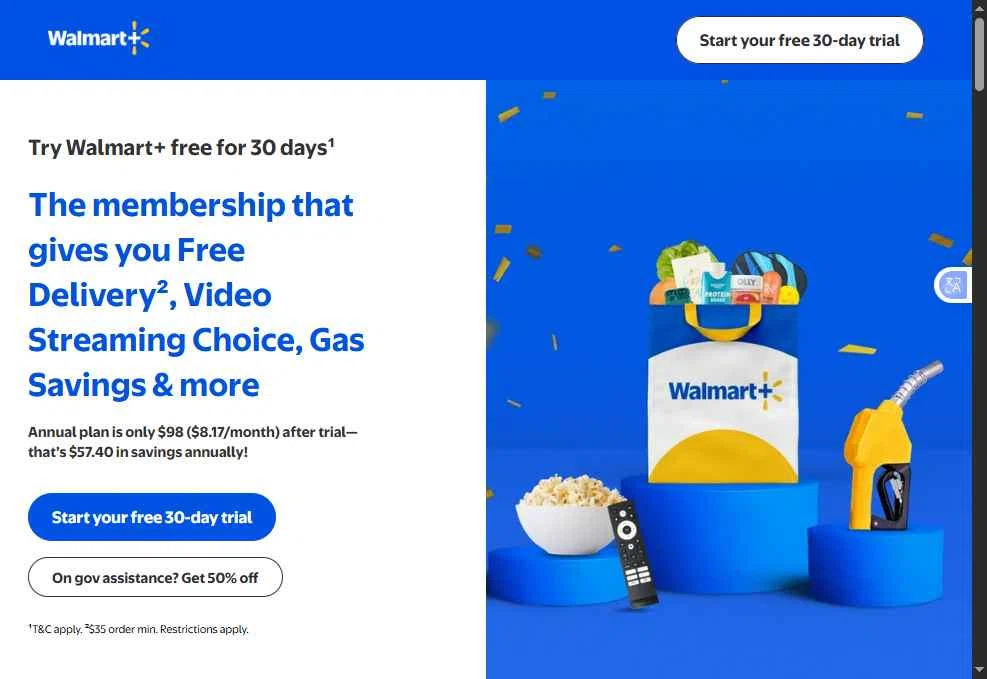 Walmart Plus checkout page showing Walmart Plus promo code box | Screenshot taken by SimplyCodes community member on Dec 31, 2025