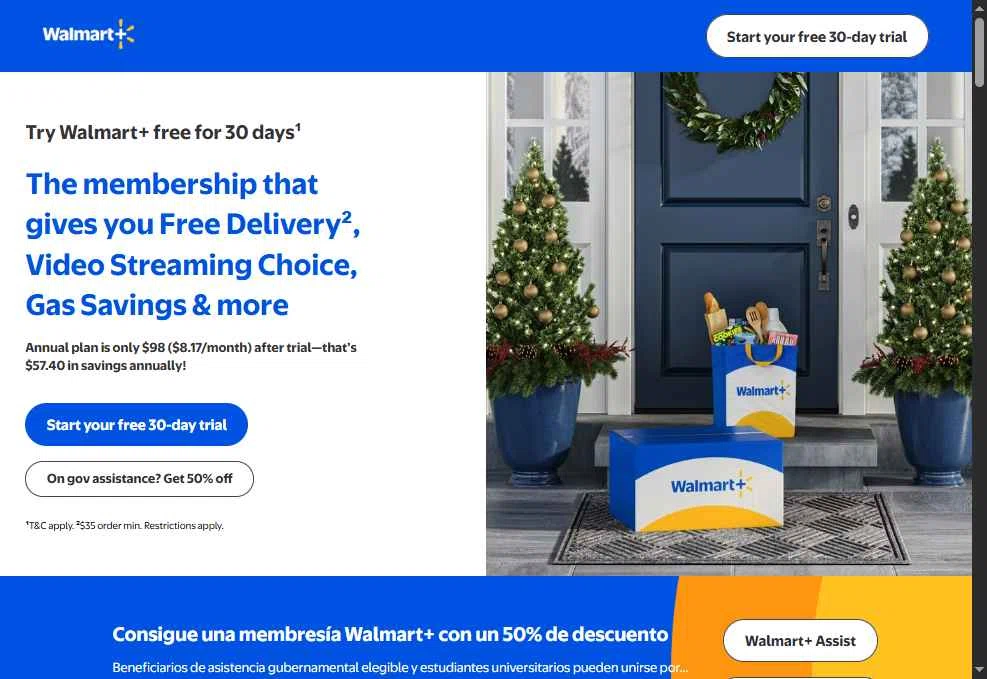 Walmart Plus checkout page showing Walmart Plus promo code box | Screenshot taken by SimplyCodes community member on Dec 18, 2025