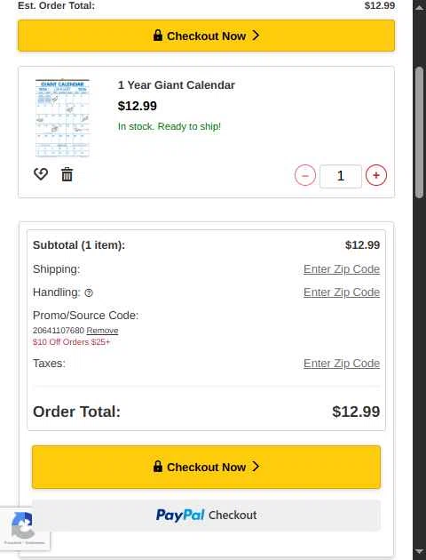 Walter Drake checkout page showing Walter Drake coupon code box | Screenshot taken by SimplyCodes community member on Dec 14, 2025