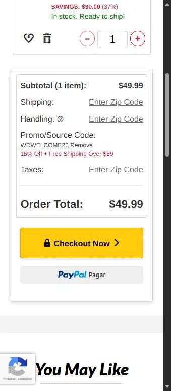 Walter Drake checkout page showing Walter Drake coupon code box | Screenshot taken by SimplyCodes community member on Jan 6, 2026
