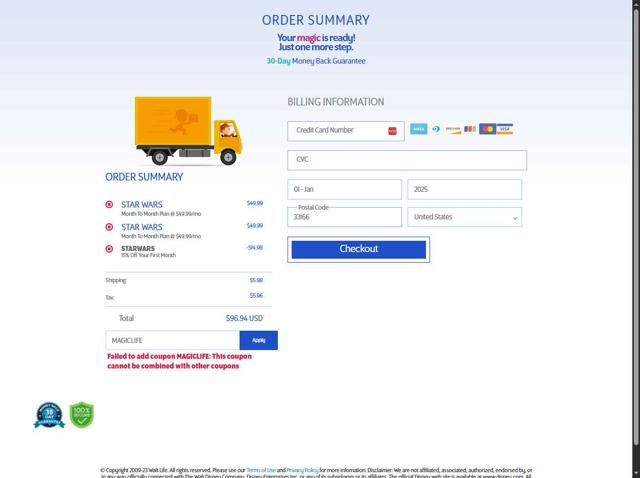 Walt Life Addiction Subscription checkout page showing Walt Life Addiction Subscription promo code box | Screenshot taken by SimplyCodes community member on Aug 30, 2025