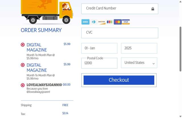 Walt Life Addiction Subscription checkout page showing Walt Life Addiction Subscription promo code box | Screenshot taken by SimplyCodes community member on Sep 12, 2025