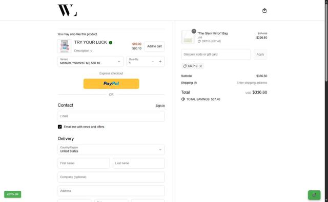 Wanan Luxury checkout page showing Wanan Luxury discount code box | Screenshot taken by SimplyCodes community member on Sep 11, 2025