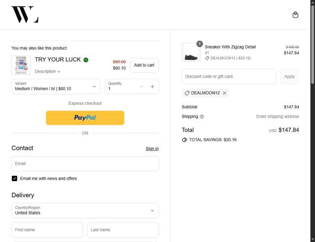 Wanan Luxury checkout page showing Wanan Luxury discount code box | Screenshot taken by SimplyCodes community member on Sep 11, 2025
