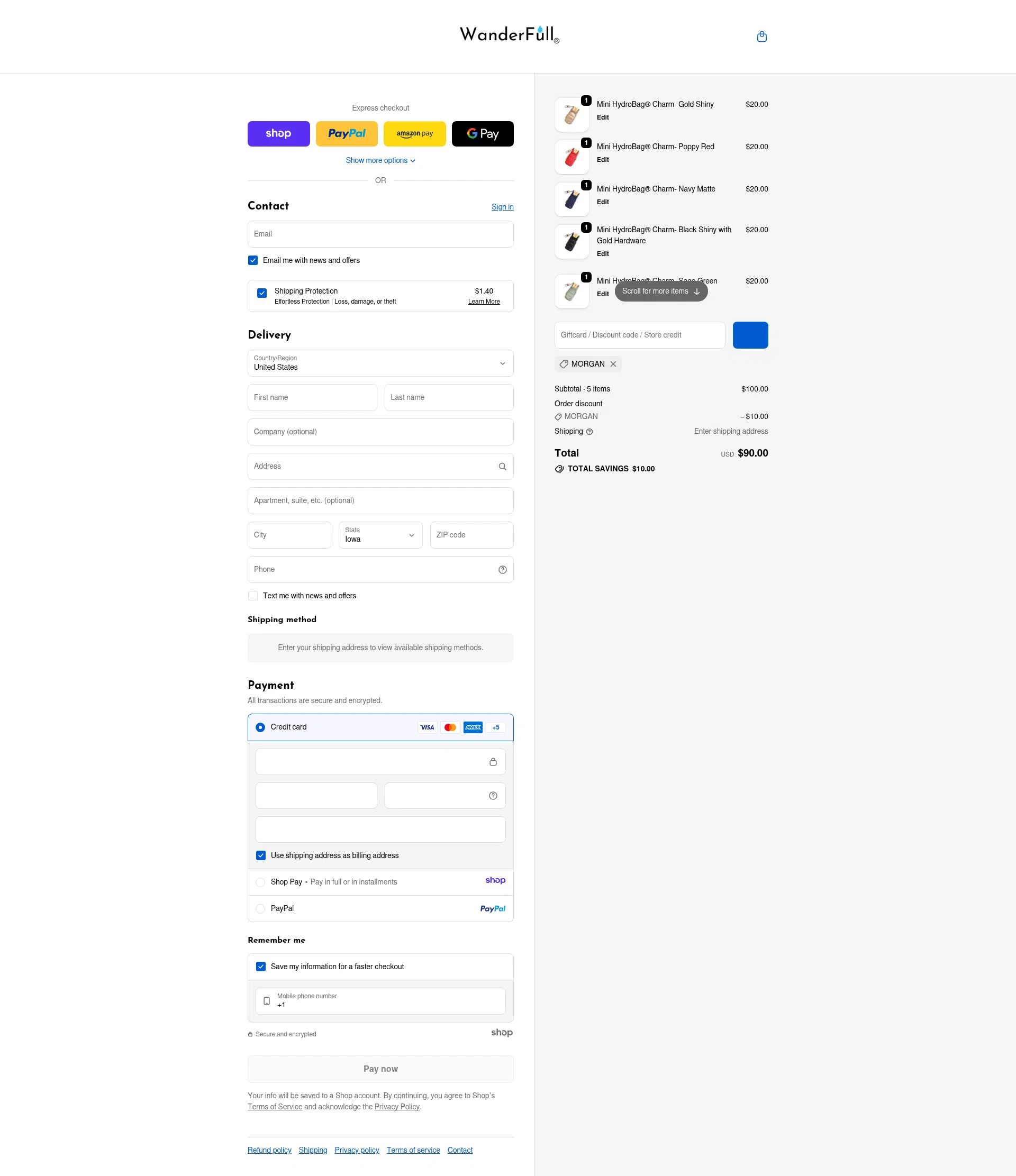 WanderFull checkout page showing WanderFull discount code box | Screenshot taken by SimplyCodes community member on Dec 26, 2025