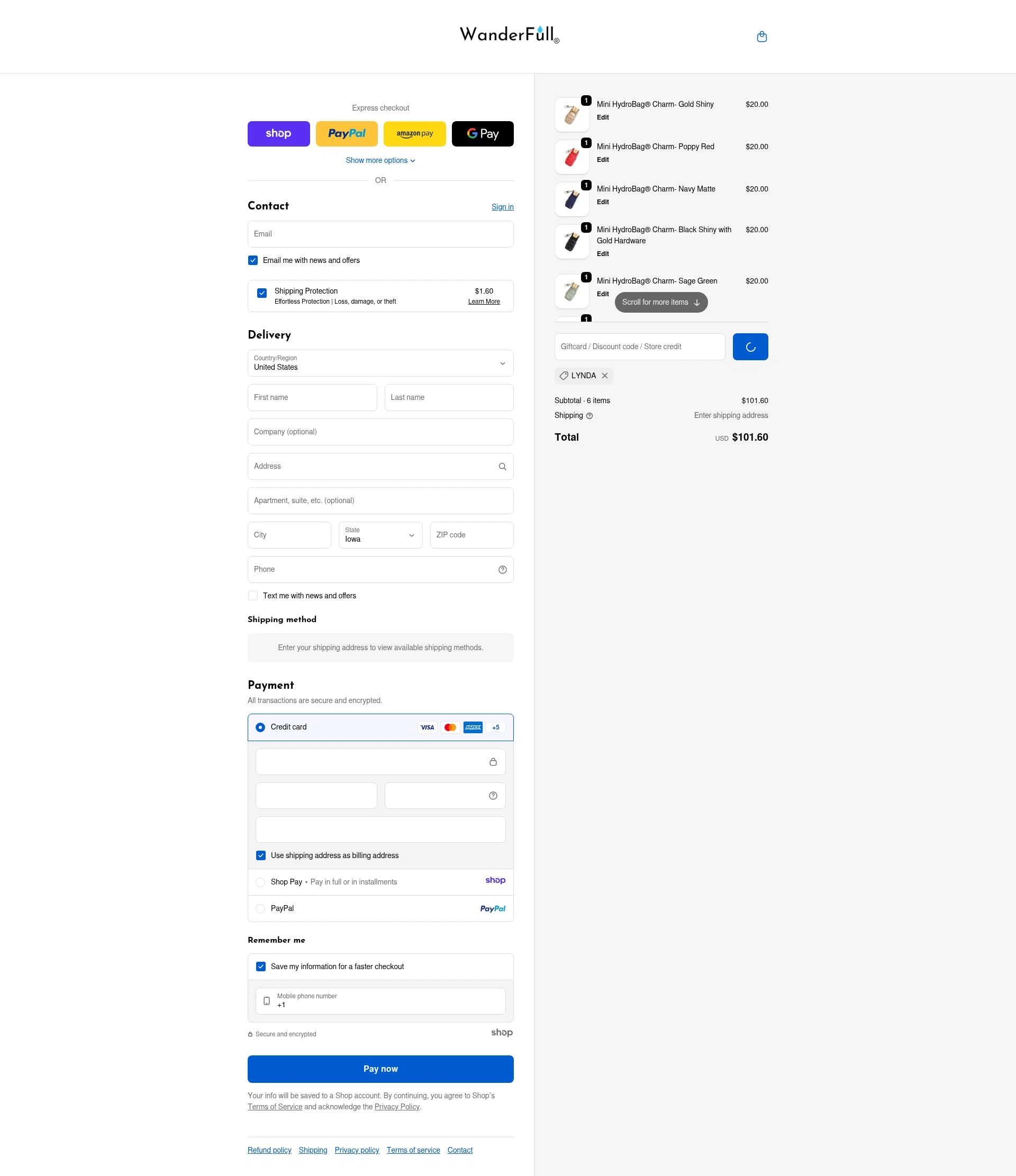 WanderFull checkout page showing WanderFull discount code box | Screenshot taken by SimplyCodes community member on Dec 26, 2025