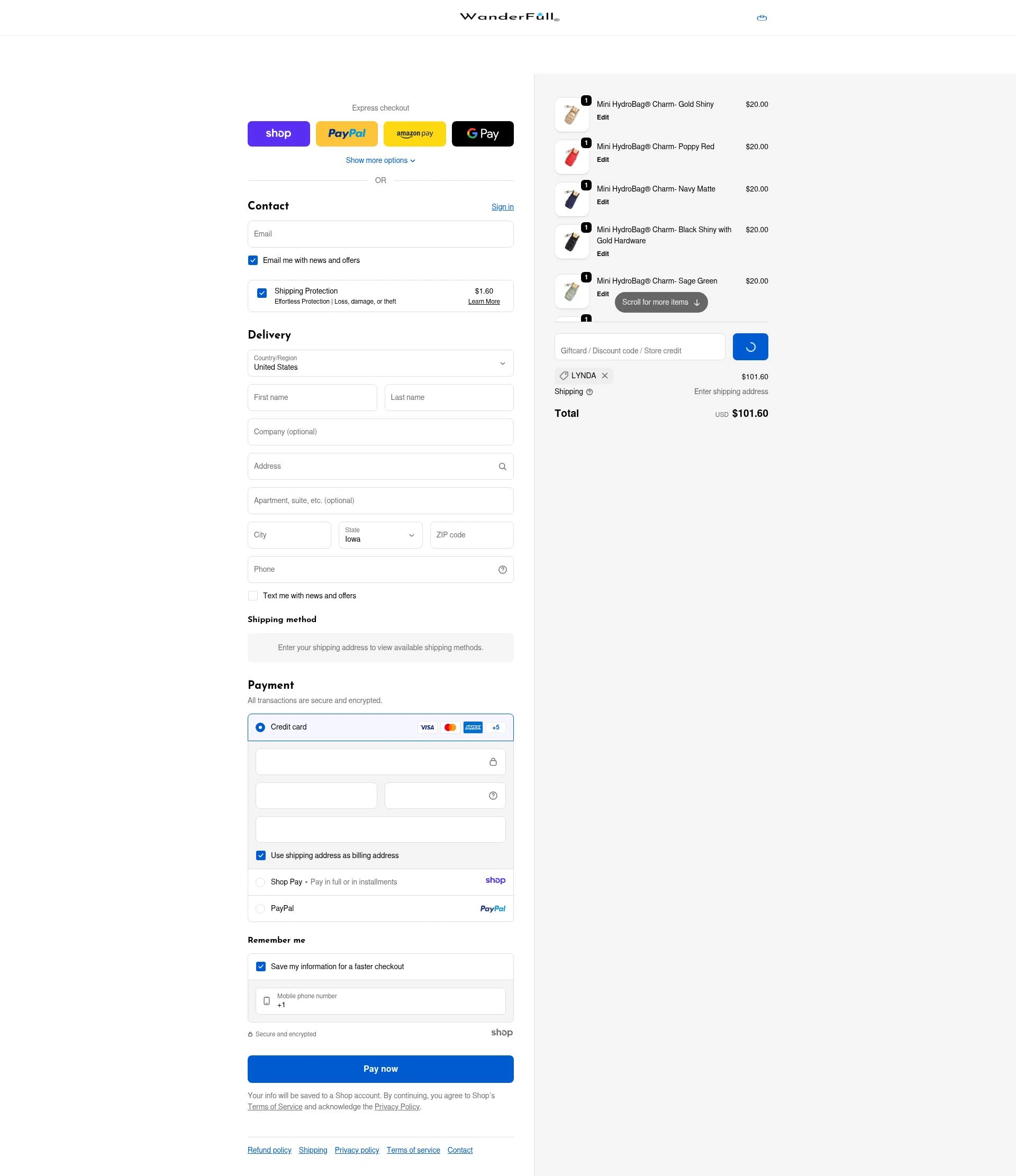 WanderFull checkout page showing WanderFull discount code box | Screenshot taken by SimplyCodes community member on Dec 21, 2025