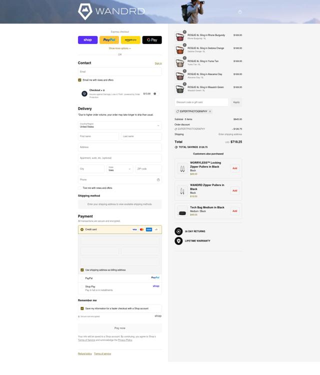 WANDRD checkout page showing WANDRD discount code box | Screenshot taken by SimplyCodes community member on Sep 11, 2025