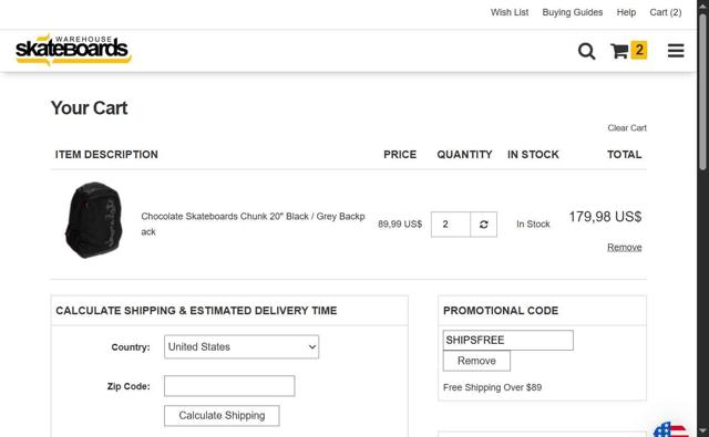 Warehouse Skateboards checkout page showing Warehouse Skateboards promo code box | Screenshot taken by SimplyCodes community member on Aug 25, 2025