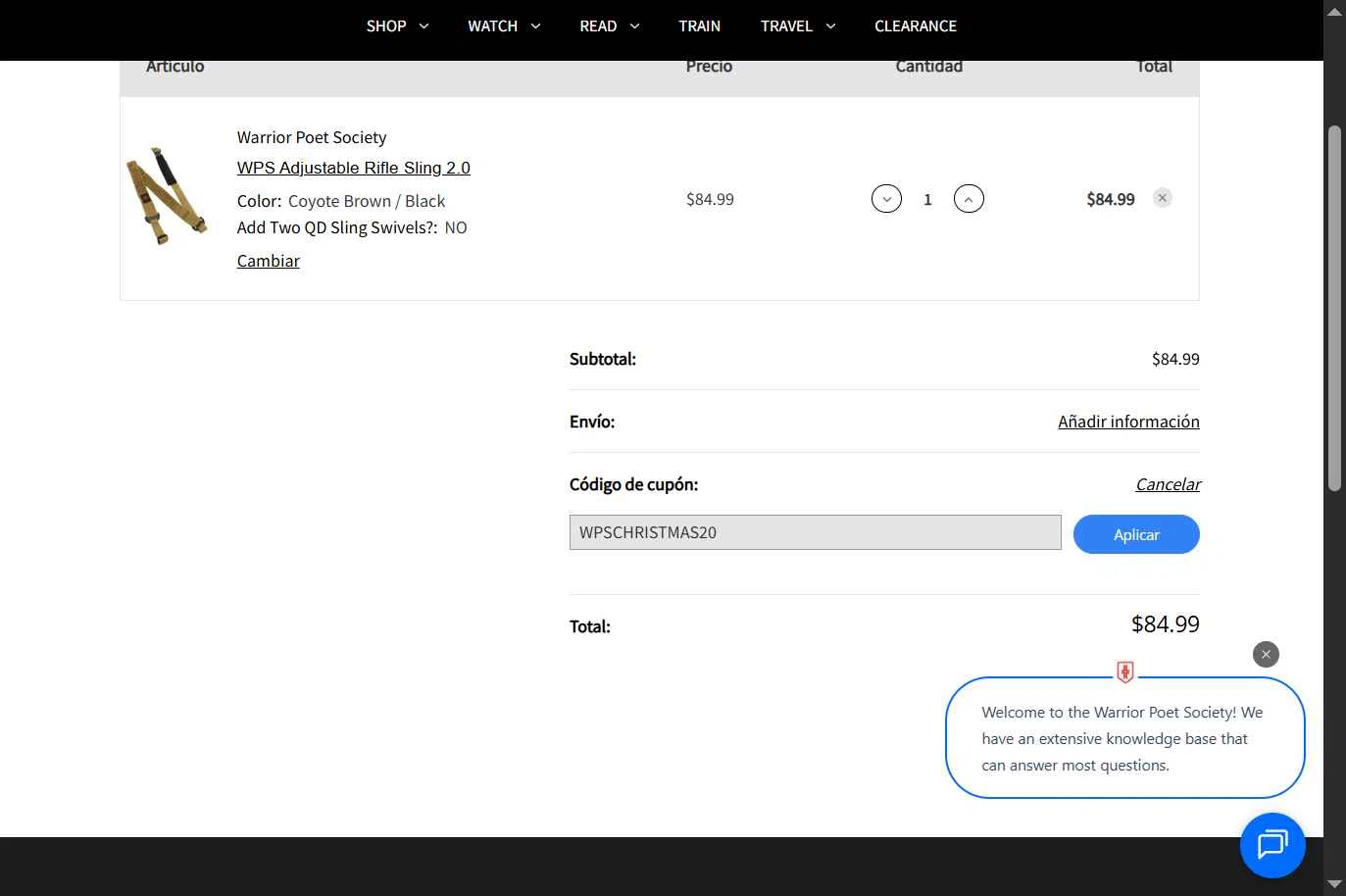 Warrior Poet Supply Co checkout page showing Warrior Poet Supply Co coupon code box | Screenshot taken by SimplyCodes community member on Dec 15, 2025