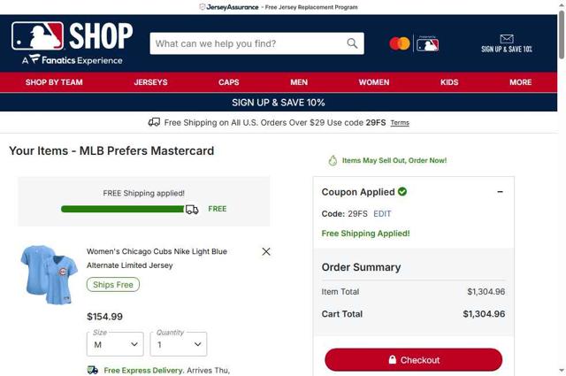 Washington Nationals checkout page showing Washington Nationals promo code box | Screenshot taken by SimplyCodes community member on Sep 9, 2025