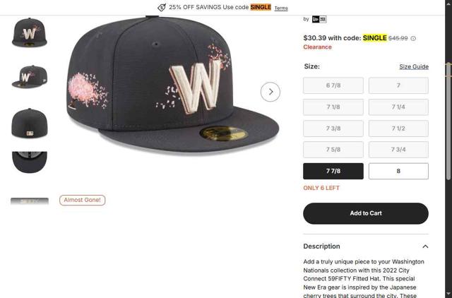 Washington Nationals checkout page showing Washington Nationals promo code box | Screenshot taken by SimplyCodes community member on Oct 6, 2025