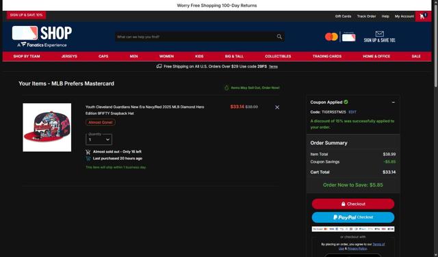 Washington Nationals checkout page showing Washington Nationals promo code box | Screenshot taken by SimplyCodes community member on Sep 7, 2025