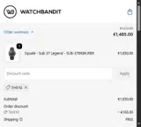 WatchBandit coupon verification screenshot
