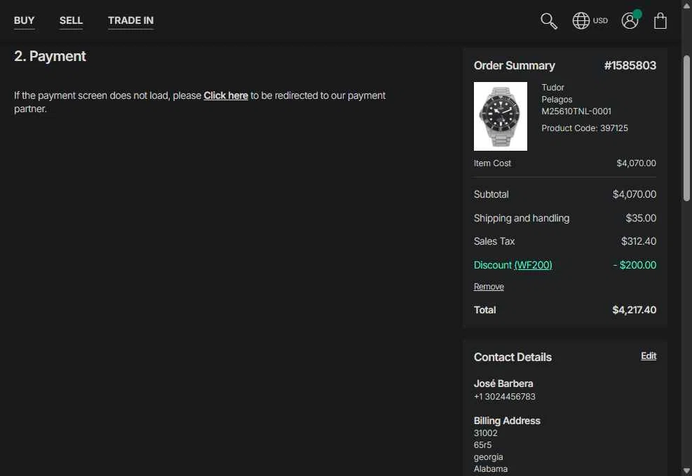 Watchfinder & Co. checkout page showing Watchfinder & Co. promo code box | Screenshot taken by SimplyCodes community member on Dec 19, 2025