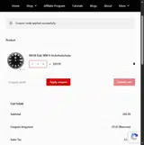 KINGSMAN coupon verification screenshot