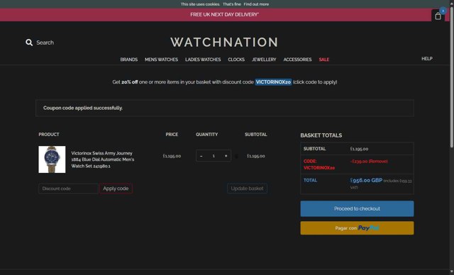 Watch Nation checkout page showing Watch Nation promo code box | Screenshot taken by SimplyCodes community member on Aug 21, 2025