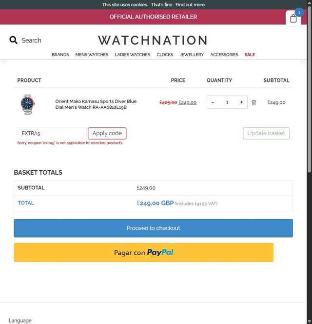 Watch Nation checkout page showing Watch Nation promo code box | Screenshot taken by SimplyCodes community member on Sep 2, 2025