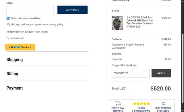 WatchWarehouse.com checkout page showing WatchWarehouse.com promo code box | Screenshot taken by SimplyCodes community member on Jul 19, 2025