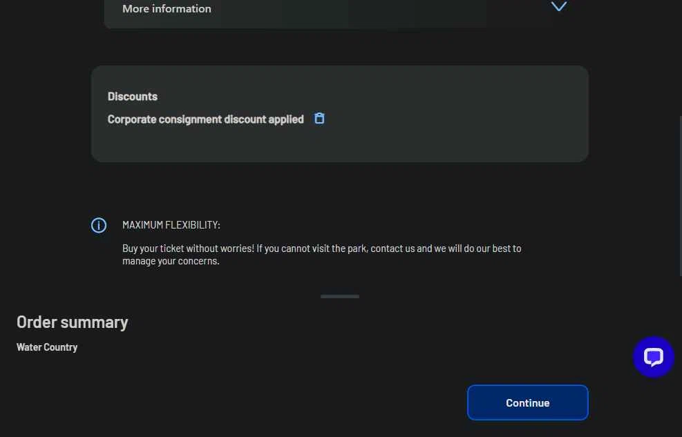 Water Country checkout page showing Water Country promo code box | Screenshot taken by SimplyCodes community member on Jul 22, 2025