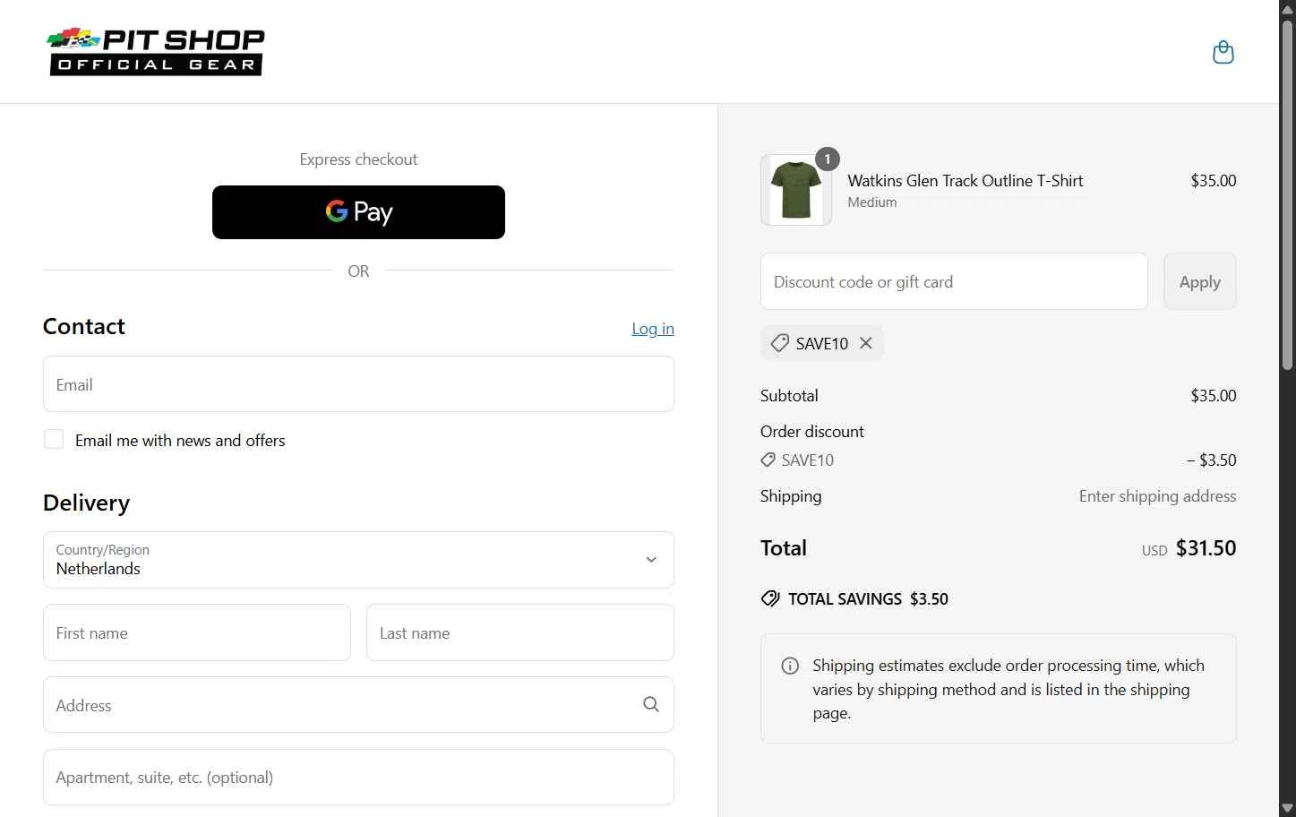 Watkins Glen International checkout page showing Watkins Glen International coupon code box | Screenshot taken by SimplyCodes community member on Jun 5, 2025