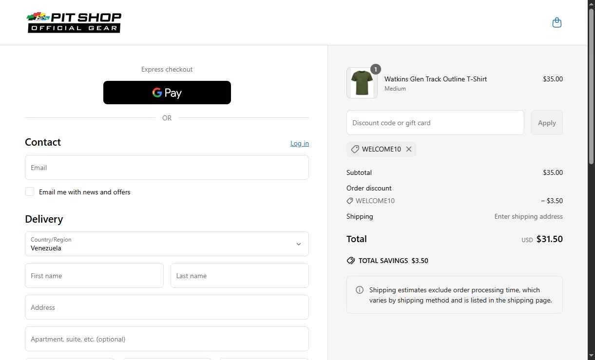 Watkins Glen International checkout page showing Watkins Glen International coupon code box | Screenshot taken by SimplyCodes community member on Jun 8, 2025