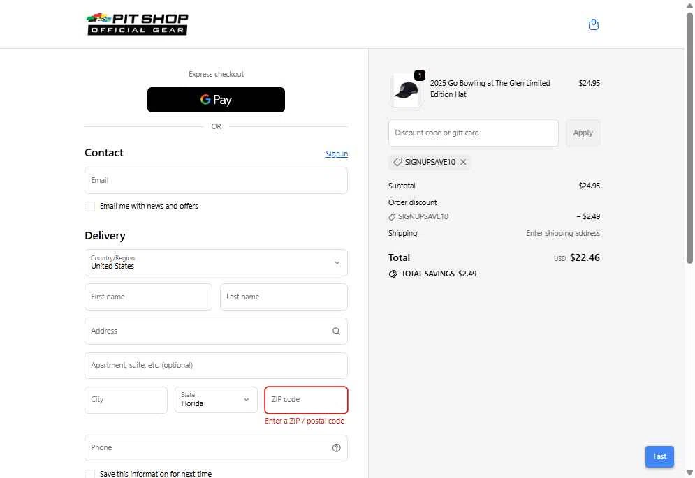 Watkins Glen International checkout page showing Watkins Glen International coupon code box | Screenshot taken by SimplyCodes community member on Sep 23, 2025