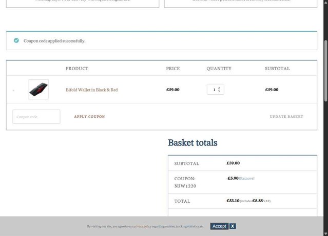 Watson & Wolfe checkout page showing Watson & Wolfe promo code box | Screenshot taken by SimplyCodes community member on Aug 5, 2025