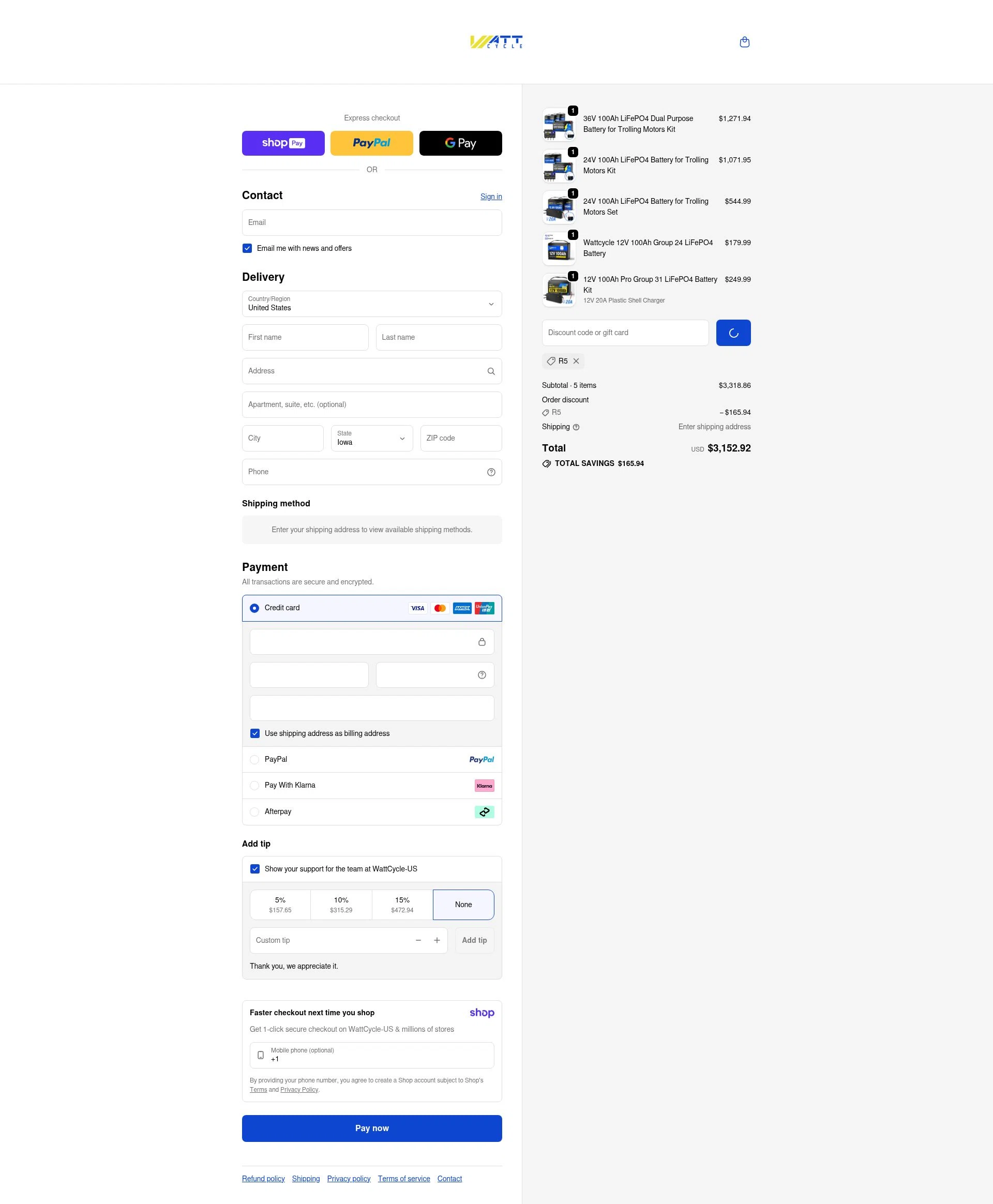Watt Cycle checkout page showing Watt Cycle discount code box | Screenshot taken by SimplyCodes community member on Jan 10, 2026
