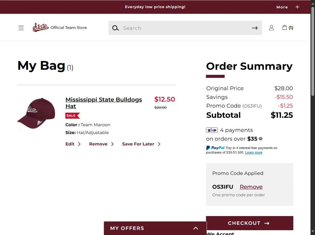 Wave Financial checkout page showing Wave Financial coupon code box | Screenshot taken by SimplyCodes community member on Oct 1, 2025